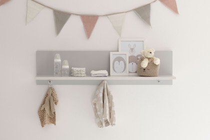 Fien von POL Power - Wandregal ca. 120 cm breit mit 3 Garderobenhaken