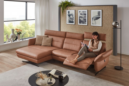 Manu-LE26 von Polsteria - Polsterecke links cognac