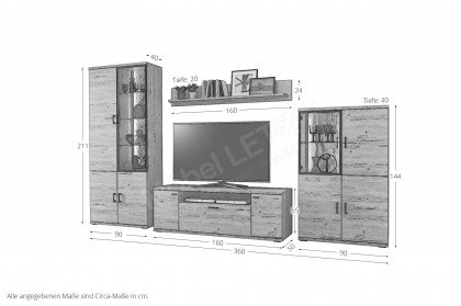 Olsberg von IDEAL Möbel - Wohnwand in Eiche Gustavson