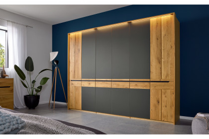 Incasa Onema von Decker - Schrank Glas anthrazit - Wildeiche mit Griffausfräsungen