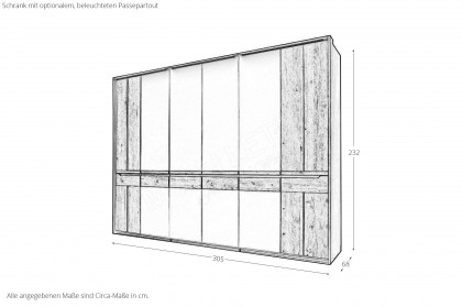 Incasa Onema von Decker - Schrank Glas anthrazit - Wildeiche mit Griffausfräsungen