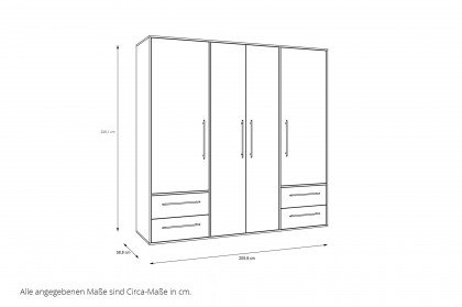 Mokkaris von Forte - Kombi-Kleiderschrank 4-türig mit 4 Schubladen