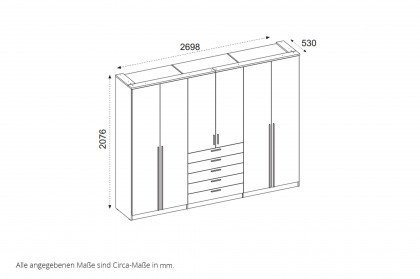 Arnis von POL Power - 6-türiger Schrank weiß mit 5 breiten Schubladen
