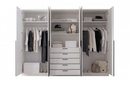 Arnis von POL Power - 6-türiger Schrank weiß mit 5 breiten Schubladen