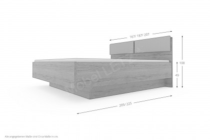 Achat Komfort von Priess - Doppelbett Artisan Eiche mit Kopfteilpolster