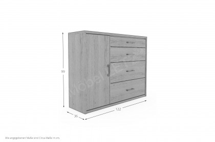 Achat Komfort von Priess - Kommode Artisan Eiche mit 1 Tür & 4 Schubkästen