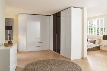 Scale-Spin von Rauch Black - Eckschrank Weißglas & durchsichtiges Glas