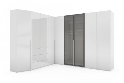 Scale-Spin von Rauch Black - Eckschrank Weißglas & durchsichtiges Glas