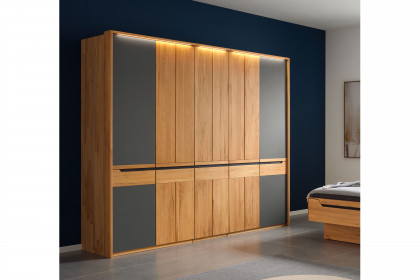 Incasa Onema von Decker - Schlafzimmer Kernbuche - Glas grau mit schwarzen Zierfräsungen