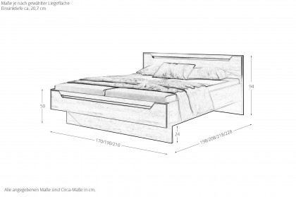 Incasa Onema von Decker - Schlafzimmer Kernbuche - Glas grau mit schwarzen Zierfräsungen