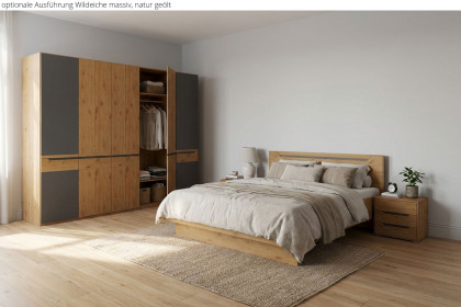 Incasa Onema von Decker - Schlafzimmer Kernbuche - Glas grau mit schwarzen Zierfräsungen