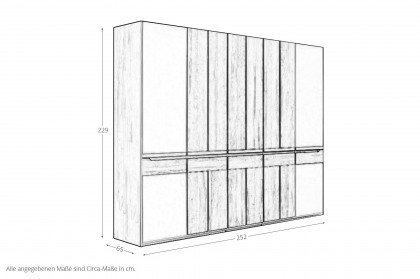 Incasa Onema von Decker - Schlafzimmer Kernbuche - Glas grau mit schwarzen Zierfräsungen