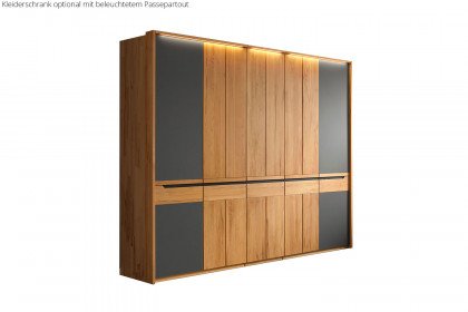 Incasa Onema von Decker - Schlafzimmer Kernbuche - Glas grau mit schwarzen Zierfräsungen