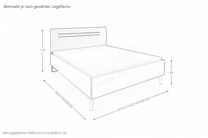 Scale-Sleep von Rauch Black - Bett schwarz mit Polsterkopfteil champagner
