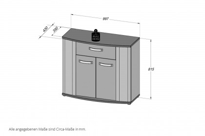 Rondino von Forte - Kommode mit 2 Türen und 1 Schubkasten Sandeiche - weiß Hochglanz