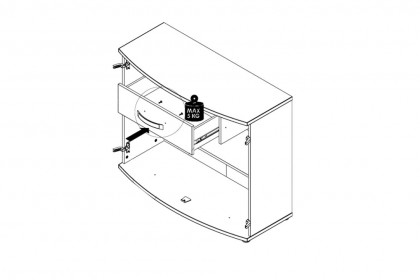 Rondino von Forte - Kommode mit 2 Türen und 1 Schubkasten Sandeiche - weiß Hochglanz