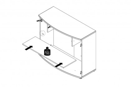 Rondino von Forte - Kommode mit 2 Türen und 1 Schubkasten Sandeiche - weiß Hochglanz