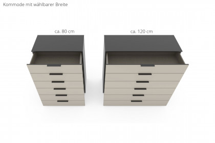 Scale-Box von Rauch Black - Kommode Mattglas champagner - schwarz