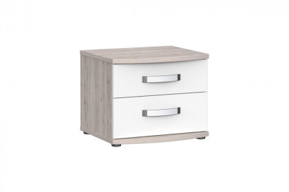 Rondino von Forte - Nachtkommode mit 2 Schubladen Sandeiche - weiß