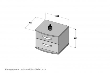 Rondino von Forte - Nachtkommode mit 2 Schubladen Sandeiche - weiß