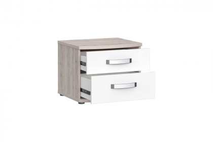 Rondino von Forte - Nachtkommode mit 2 Schubladen Sandeiche - weiß