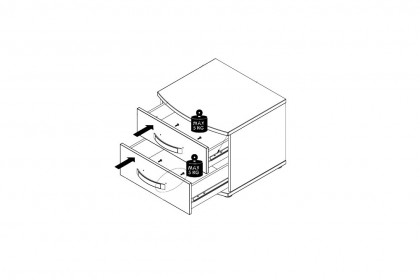Rondino von Forte - Nachtkommode mit 2 Schubladen Sandeiche - weiß