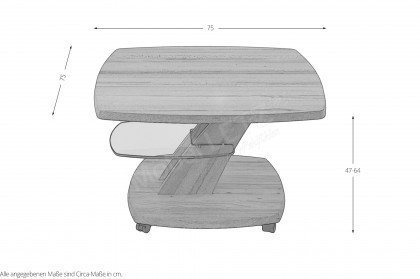 7771 von Vierhaus - Couchtisch in Wildeiche mit Höhenverstellung