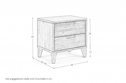 Mido von SKALIK - Nachtkommode mit 2 Schubfächern - Eiche natur geölt