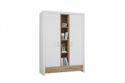 Filou-LE25 von POL Power - Kombischrank mit offenen Fächern weiß - Eiche