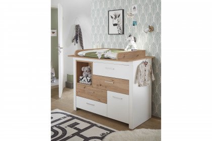 Filou-LE25 von POL Power - Wickelkommode weiß - Eiche Artisan