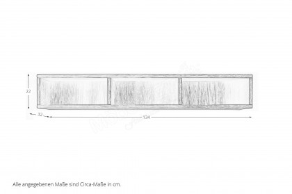 Mido von SKALIK - Regal mit 3 offenen Fächern ca. 134 cm breit - Eiche tabak