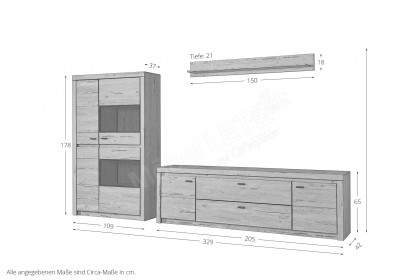 Winston von IDEAL Möbel - Wohnwand Eiche Gustavson