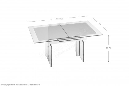 2181 von Vierhaus - Couchtisch aus Glas mit Auszug