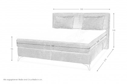 Kira-Dream von Jockenhöfer - Boxspringbett 180 Cord grau