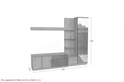 Tessaro-living von Schösswender - Wohnwand TE 31R Wildeiche/ Rost