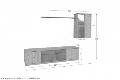 Tessaro-living von Schösswender - Wohnwand TE 32 Wildeiche/ Rost