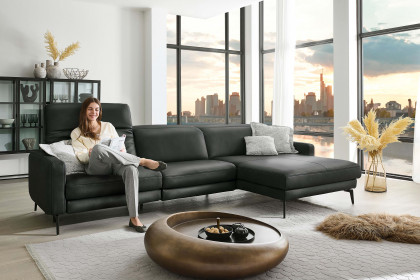 HU-RL25070 von Hukla - Ledersofa rechts anthrazit
