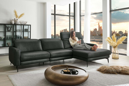 HU-RL25070 von Hukla - Ledersofa rechts anthrazit