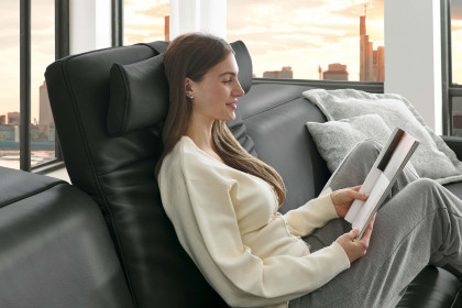 HU-RL25070 von Hukla - Ledersofa rechts anthrazit