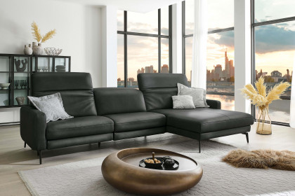 HU-RL25070 von Hukla - Ledersofa rechts anthrazit