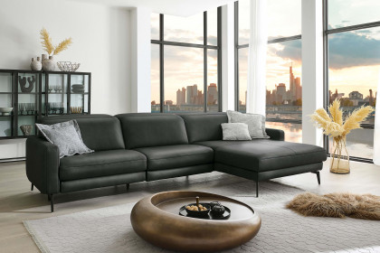 HU-RL25070 von Hukla - Ledersofa rechts anthrazit