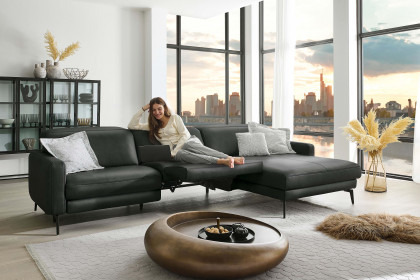 HU-RL25070 von Hukla - Ledersofa rechts anthrazit