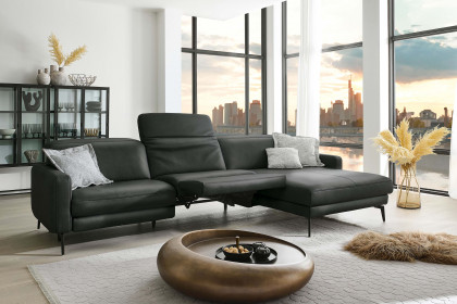 HU-RL25070 von Hukla - Ledersofa rechts anthrazit