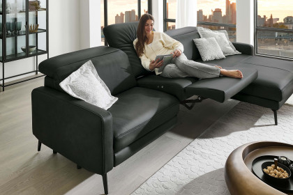 HU-RL25070 von Hukla - Ledersofa rechts anthrazit