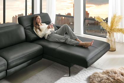 HU-RL25070 von Hukla - Ledersofa rechts anthrazit