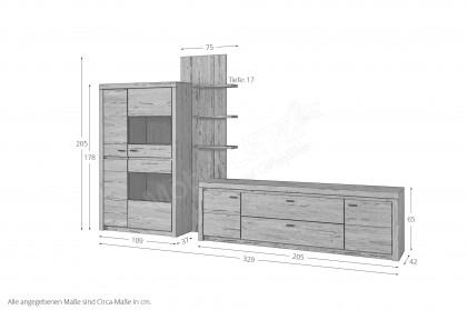 Winston von IDEAL Möbel - Wohnwand in Eiche mit Paneelregal