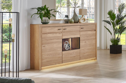 Winston von IDEAL Möbel - Wohnwand in Eiche mit Paneelregal