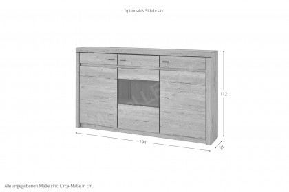 Winston von IDEAL Möbel - Wohnwand in Eiche mit Paneelregal