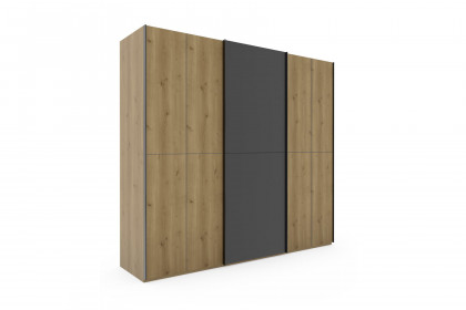Scale-Slide-Wood von Rauch Black - Schrank Eiche teilmassiv - Mattglas schwarz
