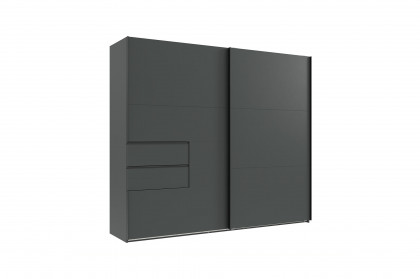 Palermo von Wimex - Schwebetürenschrank mit Schubkästen grafit/ schwarz
